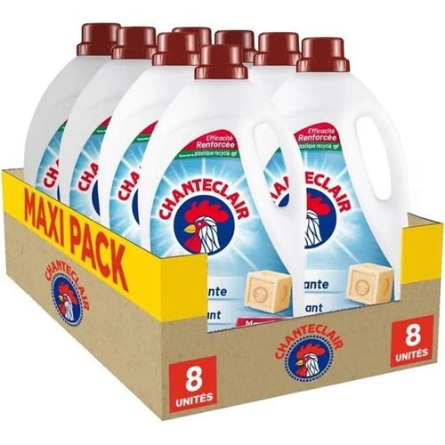 Chanteclair - Lessive Liquide Concentrées Marseille, Ultra Détachantes et Efficaces aussi à Froid, 40 lavages - 8x 1800 ml