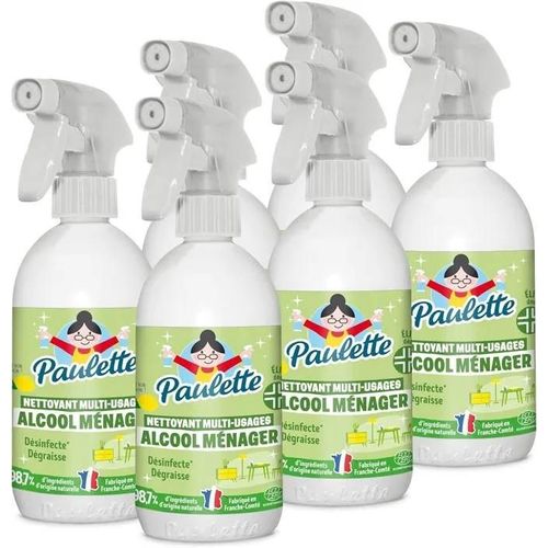 Paulette - Alcool Ménager Citron - Désinfectant Dégraissant Multi-Surfaces Ecocert ¿ Fabriqué en France - 6 x 500 ml