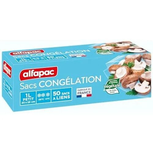 Alfapac - Sacs Congélation À Liens - Matière Végétale Renouvelable - Fabrication Française - Certifiés Origine France Garantie -