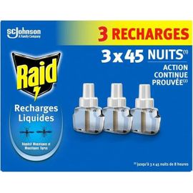 Raid Recharges Liquides Pour Diffuseur Electrique Répulsif Moustiques Et Moustiques Tigres - 3x45 nuits ¿ 3 Recharges 3x32ml