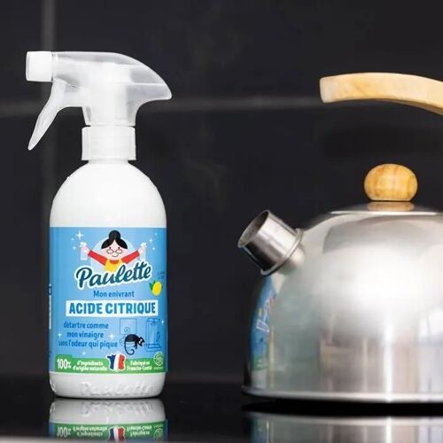 Paulette - Acide Citrique Liquide, Citron - Nettoyant Détartrant Anticalcaire Naturel et Ecocert - Fabriqué en France - 500 ml