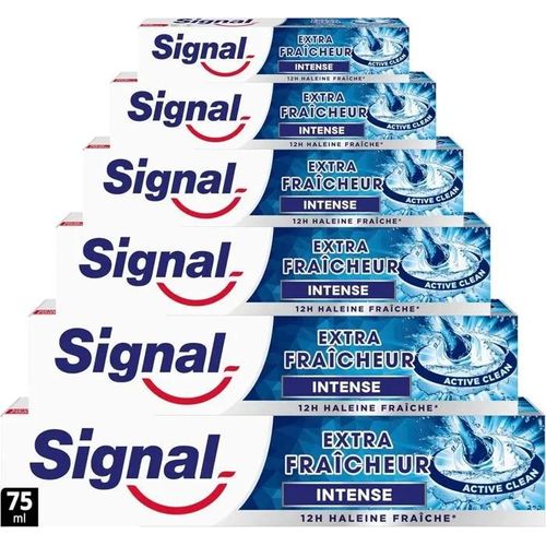 Signal - Dentifrice Extra Fraicheur Intense - 12h D'haleine Fraiche - Extra Longue Durée - Lot De 6x75ml 