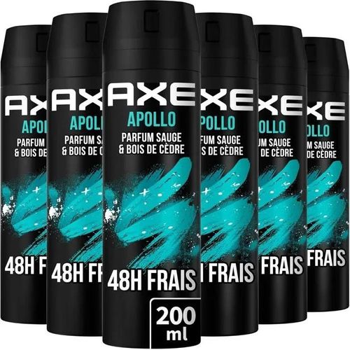 Déodorant - Axe - Apollo - 48h Non-Stop - Parfum Sauge Et Bois De Cèdre - Lot De 6x200ml 
