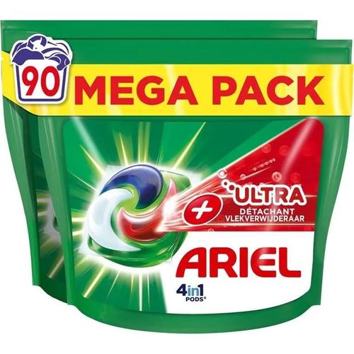 Ariel 4in1 PODS, Lessive Liquide en Capsules 90 Lavages, Technologie Ultra Détachant, Élimine Les Taches Incrustées