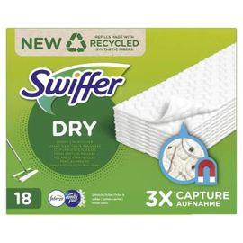 Swiffer Balai Attrape-Poussière Recharges Lingettes Sèches 18 Unités