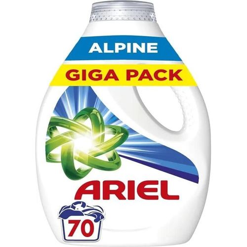 Ariel Lessive Liquide, 70 Lavages, Alpine, Élimine Les Taches Incrustées, Même Après 7 Jours