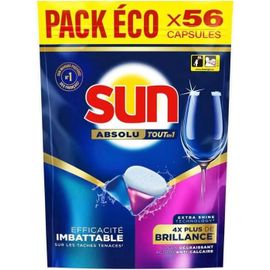 Sun Pastilles Lave-Vaisselle Absolu Tout-en-1 Brillance - 56 capsules