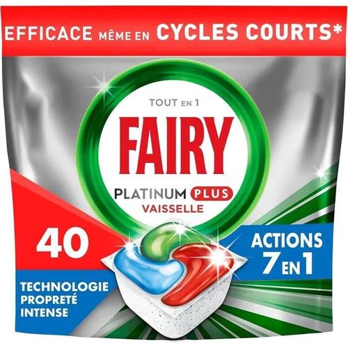 Fairy Platinum Plus Tablette Lave-Vaisselle All In One Technologie Propreté Intense, 40 X