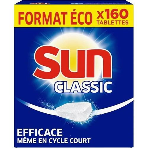 Sun Pastilles Lave-Vaisselle Classic, 160 tablettes, Efficace même pendant les cycles courts et à basse température