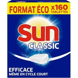 Sun Pastilles Lave-Vaisselle Classic, 160 tablettes, Efficace même pendant les cycles courts et à basse température