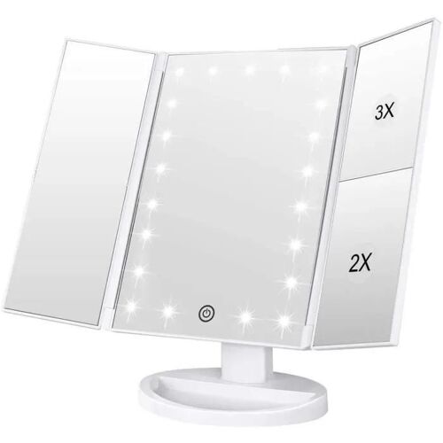 Miroir de Maquillage - 3 Volets - 21 Lumières LED - Ajustable - Design Contemporain