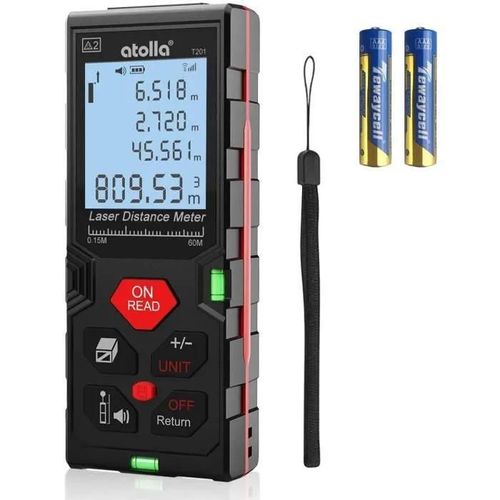 Télémètre Laser Numérique 60M, atolla Metre Laser avec 2 Niveaux à Bulle et Fonction Muet, Auto-étalonnage et Mesure Continue,[11]
