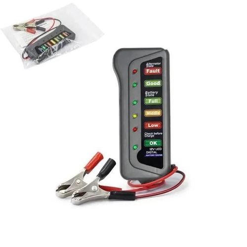 Jec Testeur Digital De Batterie Et Alternateur De 12v Professionnel - 6 Voyants Led - Testeur Multifonction Pour Auto Et Moto