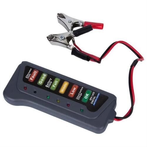 Luxtech Testeur de Batterie Voiture Moto Alternateur Numérique de Batterie 12V LED avec 6 voyants d'Affichage Multiples Fonctions