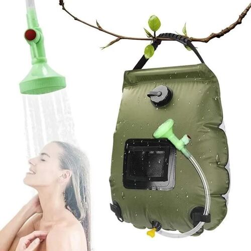 RANJIMA Sac de Douche Solaire Camping 20L Voyage Chauffé à L'énergie Solaire Portable Eau Chaude avec Flexible Amovible à Tête d,13