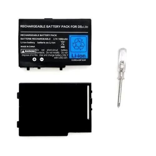 Batterie de rechange - iDiffusion - Nintendo DS Lite - 2000mAh - Avec tournevis - Noir