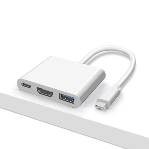 BLANCHE - HUB USB type c vers HDMI, séparateur Compatible USB C, 3 en 1, 4K, HDMI, USB 3.0 PD, charge rapide,