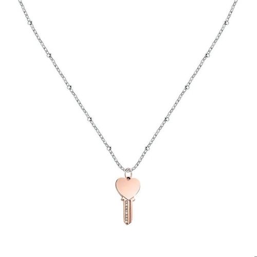 Collier En Acier Et Zircon - Savl07