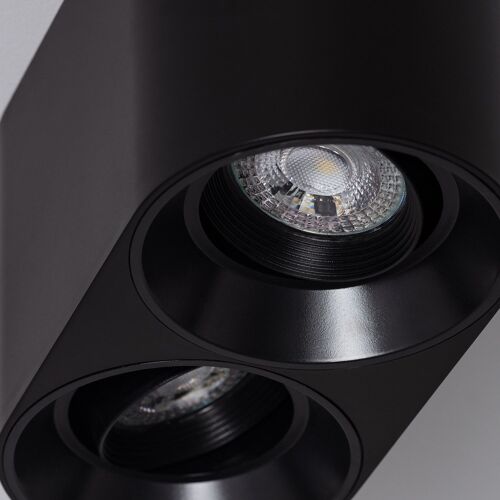 Plafonnier Space Double Noir Avec Ampoule Gu10 Blanc Neutre 4000k