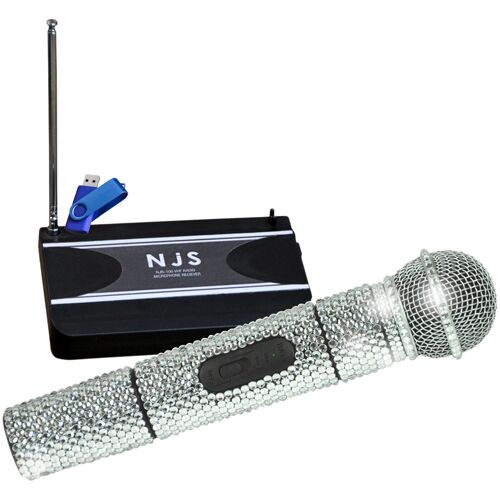 Système de microphone radio VHF New Jersey Sound NJS204 Corp à main effet Cristal Argenté 174,1 MHz+Clé 32G