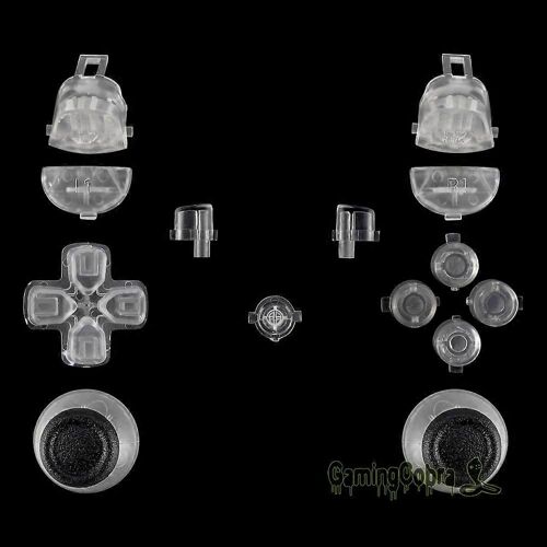 Extremerate Solid Clear Buttons Thumbsticks Pour Ps4 Pro Slim Controller Cuh-Zct2 Jdm-040 Jdm-050 Jdm-055