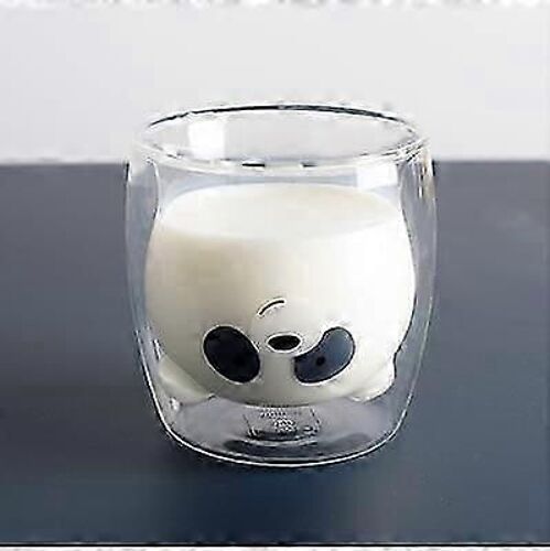 Double Isolation Verre Panda Résistant À La Chaleur Jus De Café Lait Tasse De Petit-Déjeuner