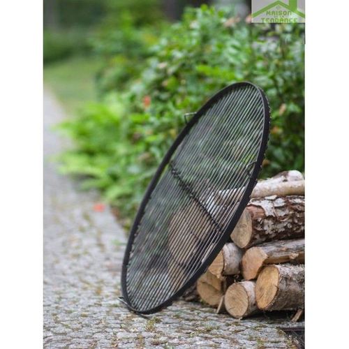 Grille ronde à suspendre pour brasero en acier-Ø 80cm-Acier noir sablé---Acier noir sablé