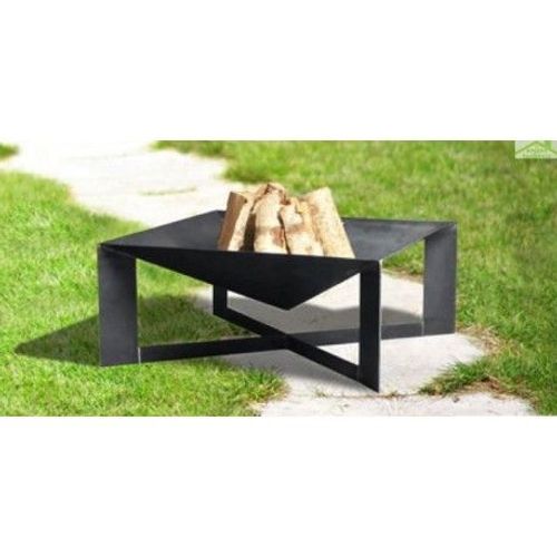 Brasero de jardin carré CUBA en acier-Acier naturel--80x80 cm--Acier naturel