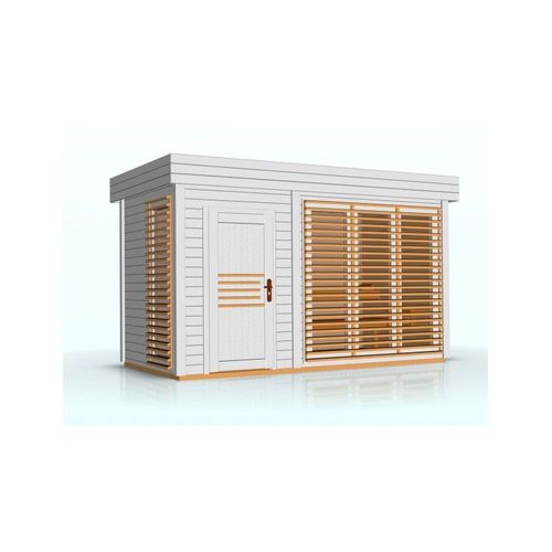 Cabine de sauna extérieur AZALEA 8 places 438x203,8 x H.259 cm-Blanc-Blanc--