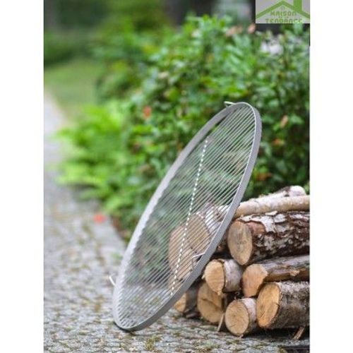 Grille ronde à suspendre pour brasero en acier-Ø 80cm-Acier inoxydable---Acier inoxydable