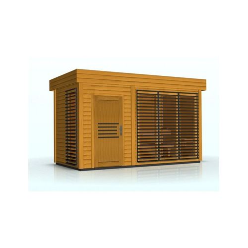 Cabine de sauna extérieur AZALEA 8 places 438x203,8 x H.259 cm-naturel-naturel--