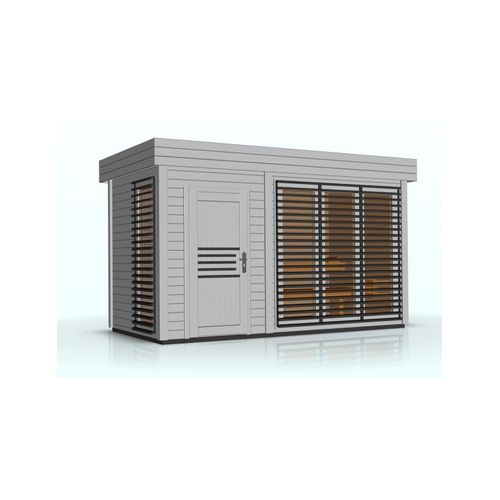 Cabine de sauna extérieur AZALEA 8 places 438x203,8 x H.259 cm-Gris-Gris--