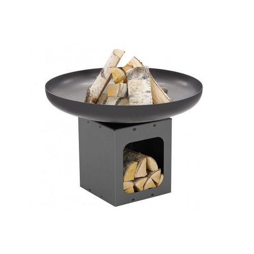 Brasero de jardin TONO en acier avec range bois-Ø 70cm-Acier naturel---Acier naturel