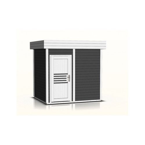Cabine de sauna extérieur PRYMULA 4 places 253,8x203,8 x H.259 cm-Gris anthacite-Gris anthacite--