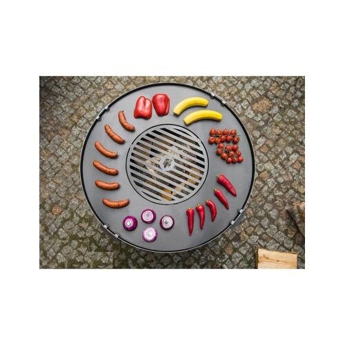 Plaque de cuisson avec grille pour braséro en acier-102cm--