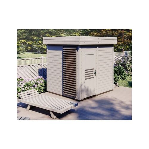 Cabine de sauna vitrée extérieur PRYMULA 4 places 253,8x203,8 x H.259 cm-Gris-Gris--