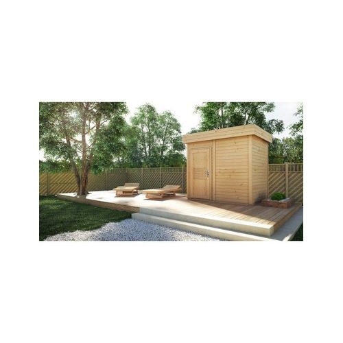 Cabine de sauna extérieur PRYMULA 4 places 253,8x203,8 x H.259 cm-naturel-naturel--