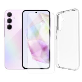Verre trempé + Coque de protection transparente souple silicone pour Samsung Galaxy A35 5G SM-A356B SM-A356E 6.6"" - Visiodirect -