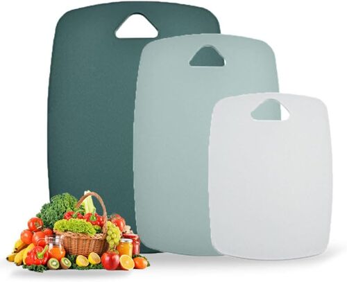 Lot De 3 Planches À Découper De Cuisine, Passent Au Lave-Vaisselle, Multicolores, Sans Bpa, Avec Dos Antidérapant Et Rainure Profonde Pour Jus Pour Légumes Et Fruits, Viande (Vert)