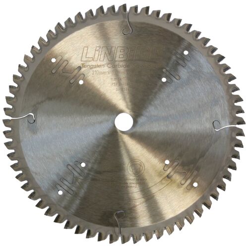 Lames de scie pour la découpe de multiplex, bois, PVC et plexi ø210 x 15,88 mm x 1,6 mm 64 dents Z64-5° MW Tools SSCLP64