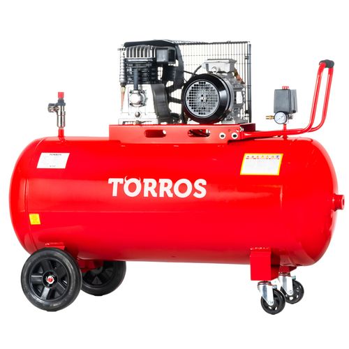 Compresseur mobile à entraînement par courroie à huile cuve 270 L 3 kW / 4 Ch 10 bars 520 l/min 400V Torros TC2705210T