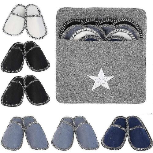 Lot de 6 paires de chaussons en feutre polaire, portables, lavables, jetables, antidérapants, pour la maison, pour les familles, les spas, les hôtels, les voyages
