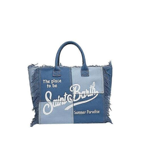 Sac de plage grande capacité, sac fourre-tout à une épaule avec pompon fait main, sac fourre-tout en jean imprimé tendance_SSDLV