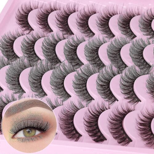 Faux-Cils ?il De Chat Russes ¿ Lot De 16 Paires De Faux-Cils Effet Naturel Avec Courbure En D Et Style Vaporeux