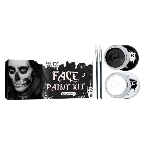 Peinture Corporelle Halloween Noir Et Blanc Peinture Corporelle Vampire Zombie Squelette Visage Effet Spécial Maquillage Peinture 