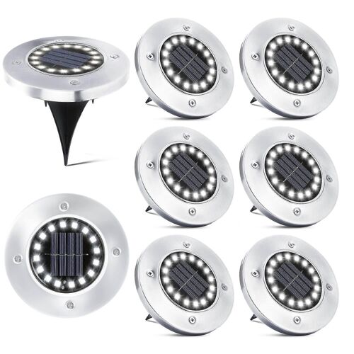 Lot De 8 Lampes Solaires D'extérieur À 16 Led, Imperméables, Pour Jardin, Allée, Patio, Cour, Pelouse