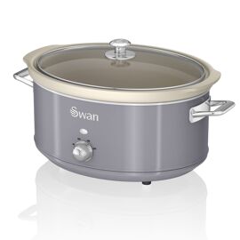 Retro Mijoteuse 6,5L Poêle Amovible en Céramique Antiadhésive, Crock-Pot 320W Gris SWAN SF17031GRN