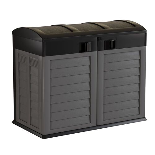 Cache Poubelles 2 Portes Gris - Tri Selectif Exterieur - Abri Poubelle Design Pour Terrasse Et Jardin 1500l Intec