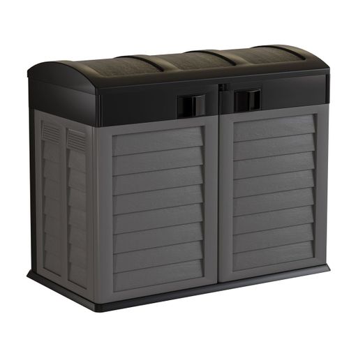Coffre De Jardin 1500l Gris Abri À Outils Poubelles Armoire Rangement 2 Portes 146 X 87 X H119cm Resistant Aux Intemperies Intec