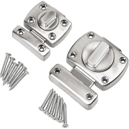 Loquet de sécurité pour porte, lot de 2 verrous rotatifs pour porte/fenêtre avec 12 vis, cadeau